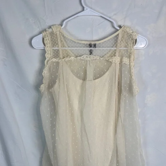 Maurices Ivory Lace & Swiss Dot Sleeveless Blouse - Picture 3 of 5